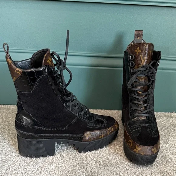 Louis Vuitton Laureate Desert Platform Boots Women’s sz 8 100% Authentic - Picture 2 of 9